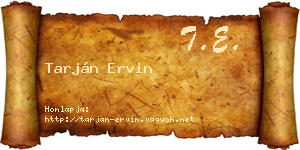Tarján Ervin névjegykártya
